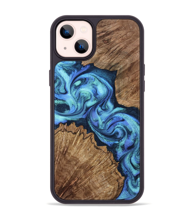 iPhone 14 Plus Wood Phone Case - Enoch (Blue, 802105)