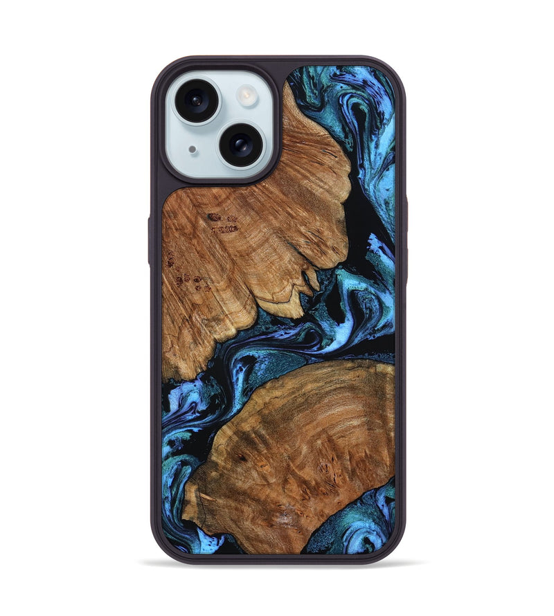 iPhone 15 Wood Phone Case - Danika (Blue, 802107)