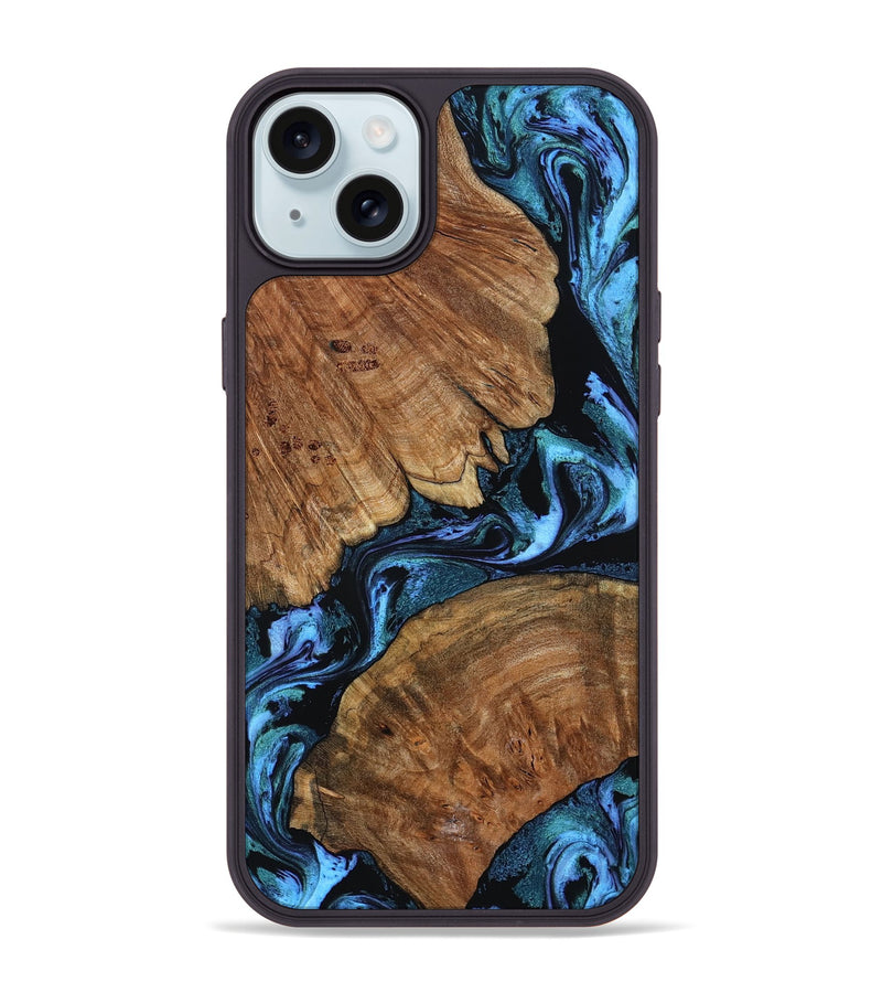 iPhone 15 Plus Wood Phone Case - Danika (Blue, 802107)