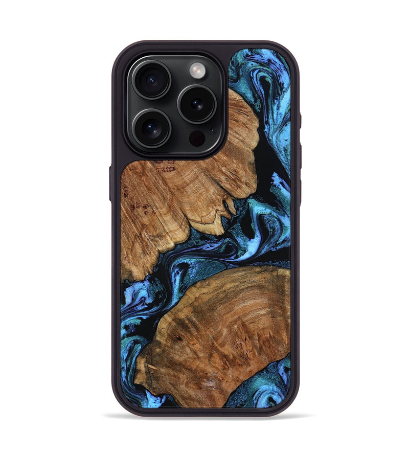 iPhone 15 Pro Wood Phone Case - Danika (Blue, 802107)