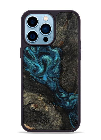 iPhone 14 Pro Max Wood Phone Case - Tad (Blue, 802109)