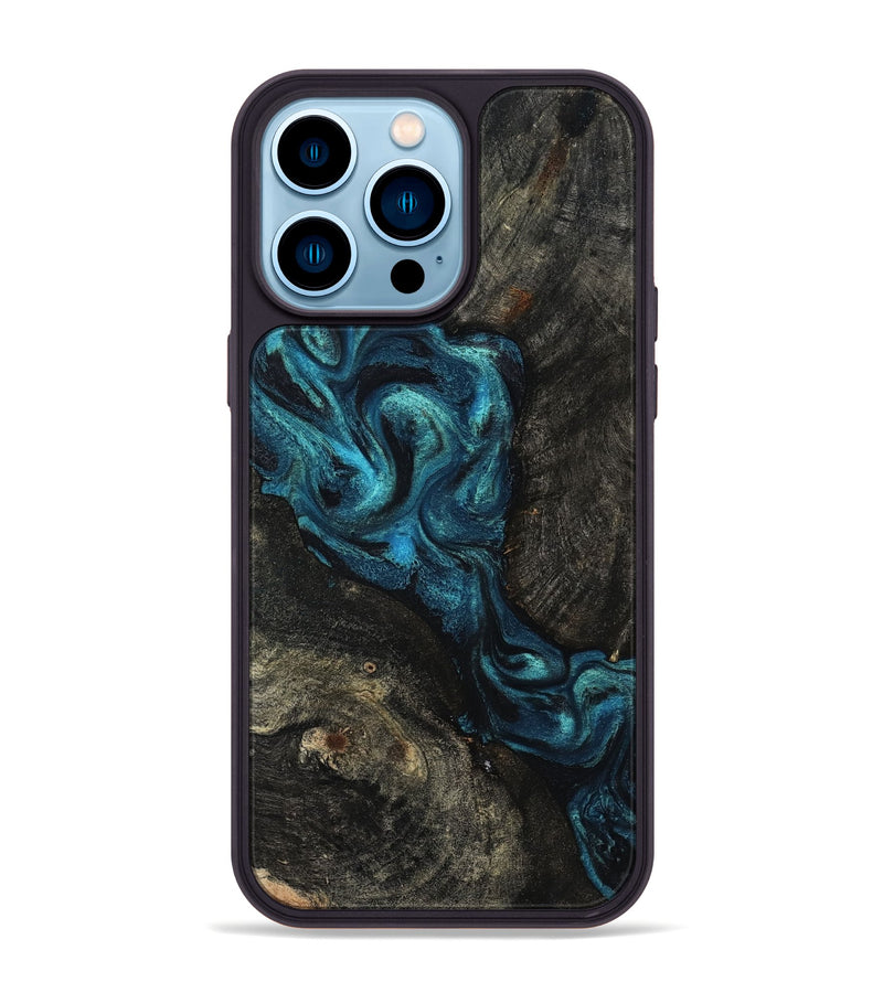 iPhone 14 Pro Max Wood Phone Case - Tad (Blue, 802109)