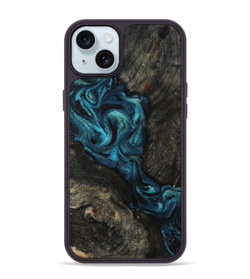 iPhone 15 Plus Wood Phone Case - Tad (Blue, 802109)
