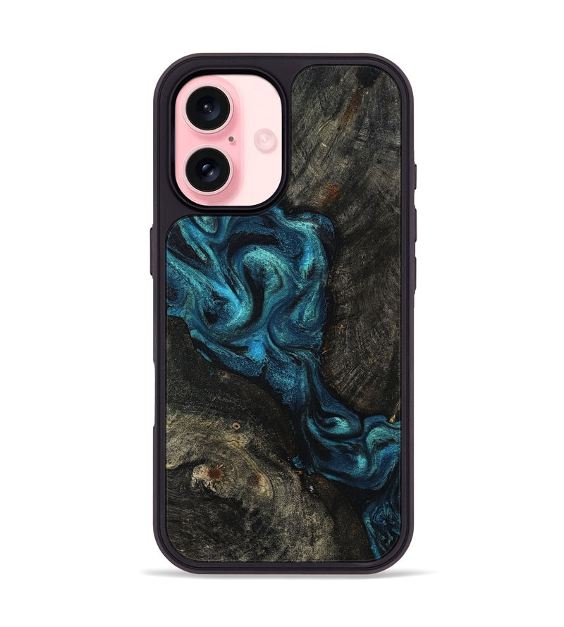iPhone 16 Wood Phone Case - Tad (Blue, 802109)