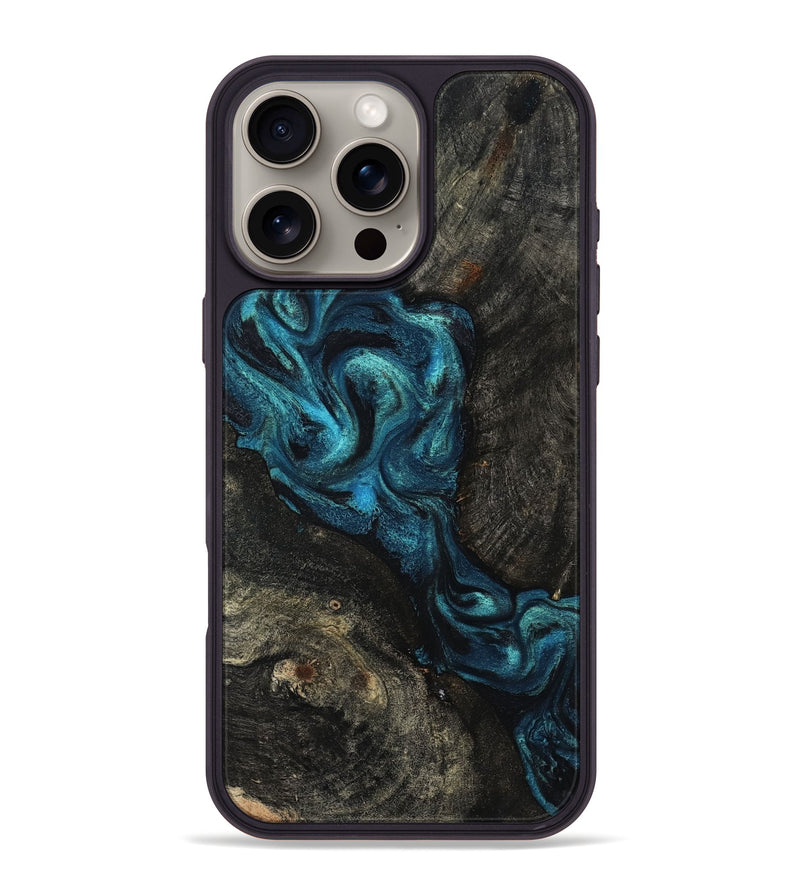 iPhone 16 Pro Max Wood Phone Case - Tad (Blue, 802109)