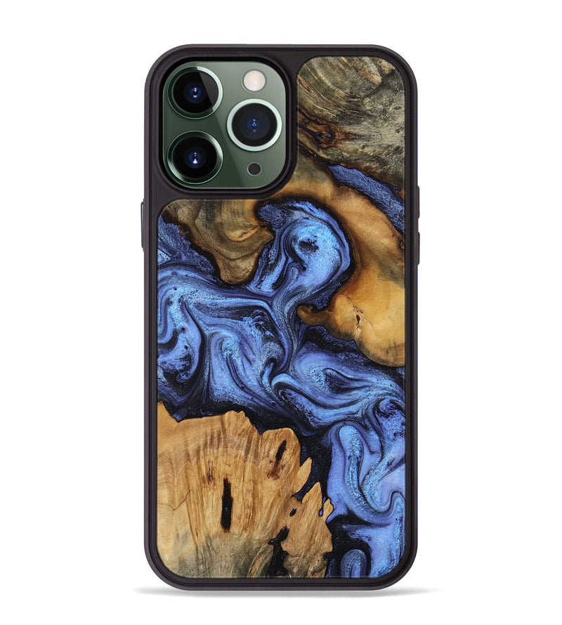 iPhone 13 Pro Max Wood Phone Case - Jasmine (Blue, 802110)