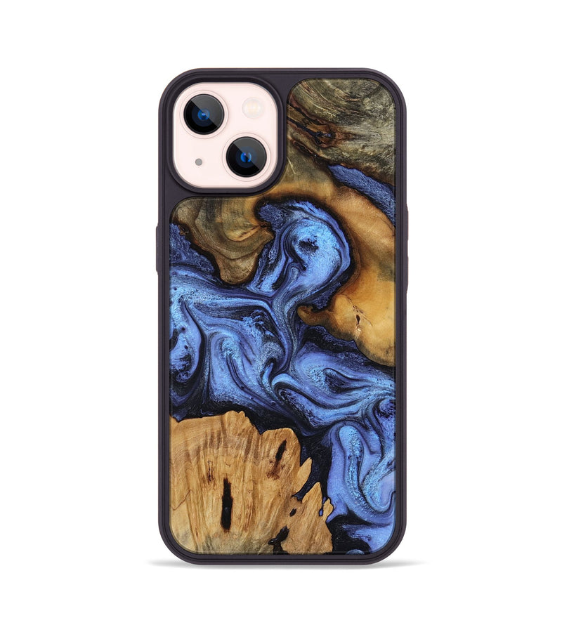 iPhone 14 Wood Phone Case - Jasmine (Blue, 802110)