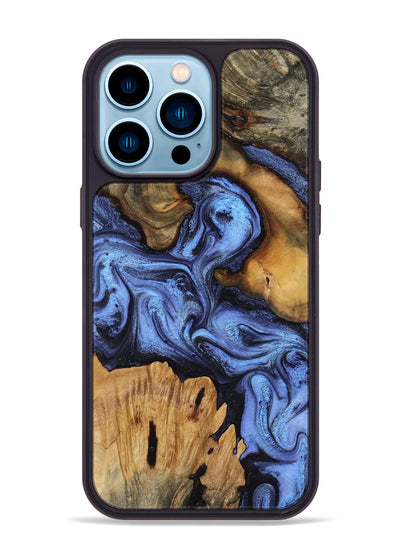 iPhone 14 Pro Max Wood Phone Case - Jasmine (Blue, 802110)