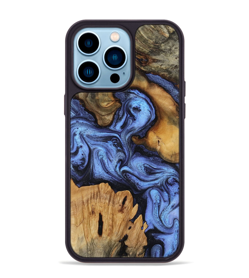 iPhone 14 Pro Max Wood Phone Case - Jasmine (Blue, 802110)