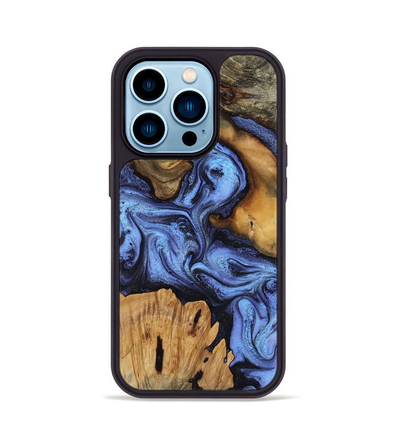 iPhone 14 Pro Wood Phone Case - Jasmine (Blue, 802110)