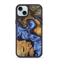 iPhone 15 Plus Wood Phone Case - Jasmine (Blue, 802110)