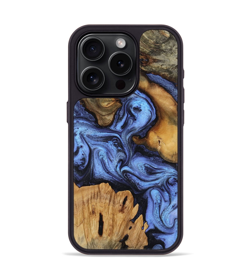iPhone 15 Pro Wood Phone Case - Jasmine (Blue, 802110)