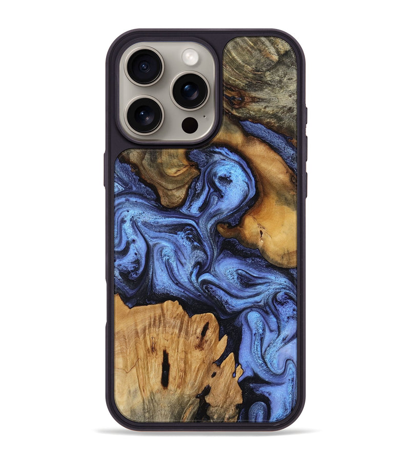 iPhone 16 Pro Max Wood Phone Case - Jasmine (Blue, 802110)