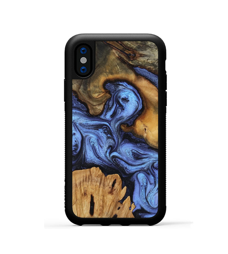 iPhone Xs Wood Phone Case - Jasmine (Blue, 802110)