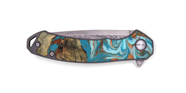 EDC Wood Pocket Knife - Edythe (Teal & Gold, 802164)