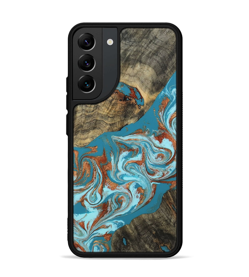 Galaxy S22 Plus Wood Phone Case - Edythe (Teal & Gold, 802164)
