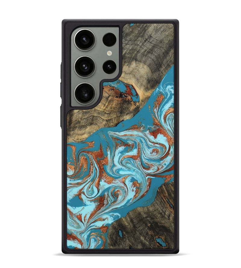 Galaxy S24 Ultra Wood Phone Case - Edythe (Teal & Gold, 802164)