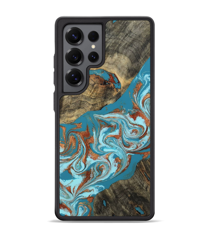 Galaxy S25 Ultra Wood Phone Case - Edythe (Teal & Gold, 802164)