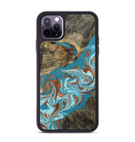 iPhone 11 Pro Max Wood Phone Case - Edythe (Teal & Gold, 802164)