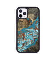 iPhone 11 Pro Wood Phone Case - Edythe (Teal & Gold, 802164)