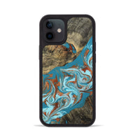 iPhone 12 Wood Phone Case - Edythe (Teal & Gold, 802164)
