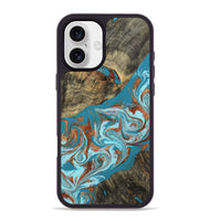 iPhone 16 Plus Wood Phone Case - Edythe (Teal & Gold, 802164)