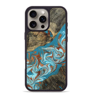 iPhone 16 Pro Max Wood Phone Case - Edythe (Teal & Gold, 802164)