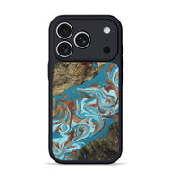 iPhone 17 Pro Wood Phone Case - Edythe (Teal & Gold, 802164)
