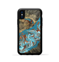 iPhone Xs Wood Phone Case - Edythe (Teal & Gold, 802164)