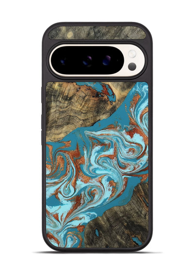 Pixel 9 Pro Wood Phone Case - Edythe (Teal & Gold, 802164)