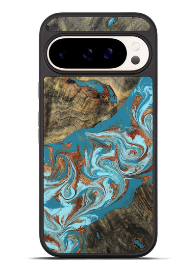 Pixel 9 Pro XL Wood Phone Case - Edythe (Teal & Gold, 802164)