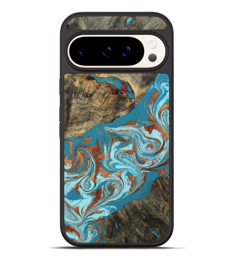 Pixel 9 Pro XL Wood Phone Case - Edythe (Teal & Gold, 802164)