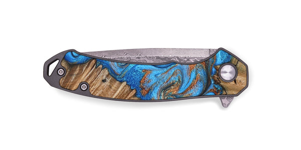 EDC Wood Pocket Knife - Lutie (Teal & Gold, 802165)