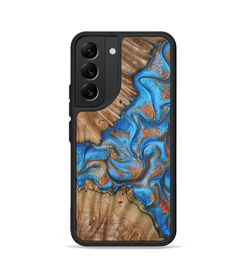 Galaxy S22 Wood Phone Case - Lutie (Teal & Gold, 802165)