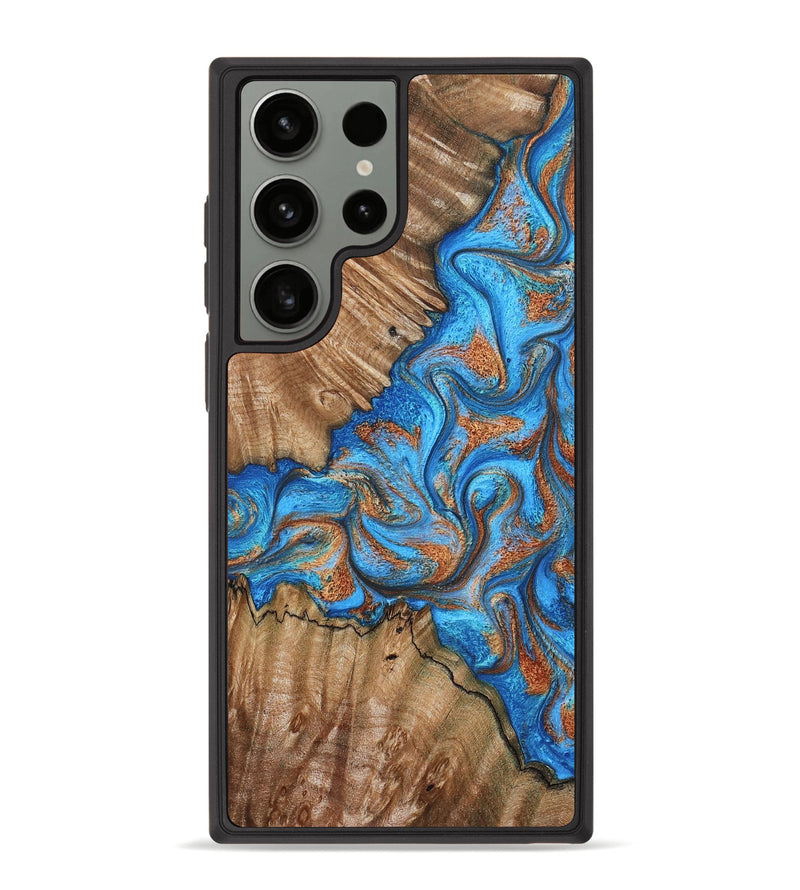 Galaxy S23 Ultra Wood Phone Case - Lutie (Teal & Gold, 802165)