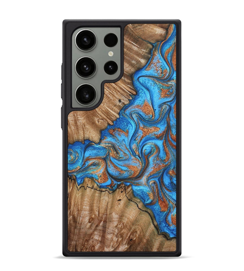 Galaxy S24 Ultra Wood Phone Case - Lutie (Teal & Gold, 802165)