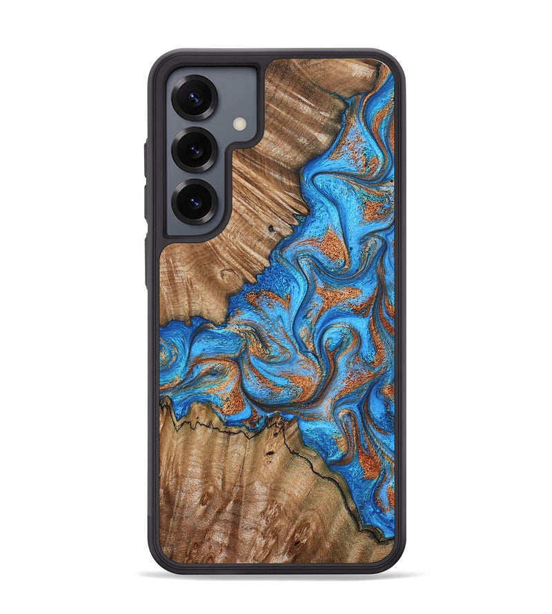 Galaxy S25 Plus Wood Phone Case - Lutie (Teal & Gold, 802165)