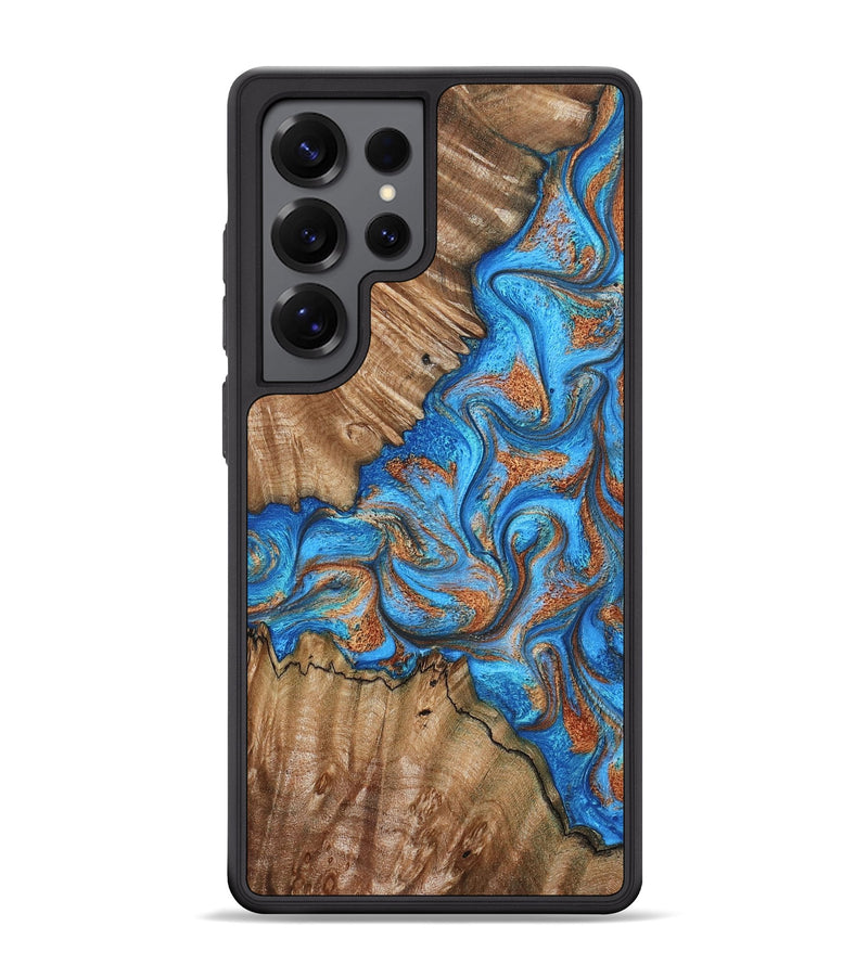 Galaxy S25 Ultra Wood Phone Case - Lutie (Teal & Gold, 802165)