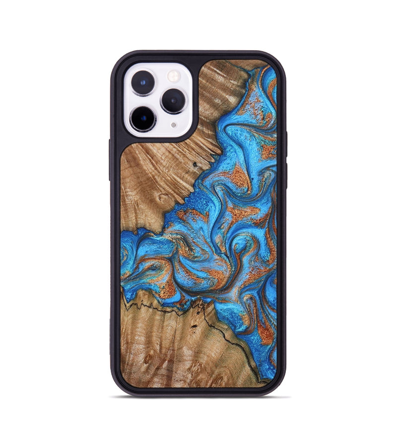 iPhone 11 Pro Wood Phone Case - Lutie (Teal & Gold, 802165)