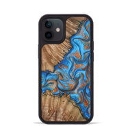 iPhone 12 Wood Phone Case - Lutie (Teal & Gold, 802165)