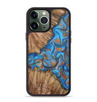 iPhone 13 Pro Max Wood Phone Case - Lutie (Teal & Gold, 802165)