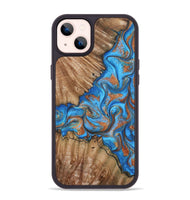 iPhone 14 Plus Wood Phone Case - Lutie (Teal & Gold, 802165)