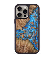 iPhone 15 Pro Max Wood Phone Case - Lutie (Teal & Gold, 802165)