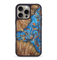 iPhone 16 Pro Max Wood Phone Case - Lutie (Teal & Gold, 802165)