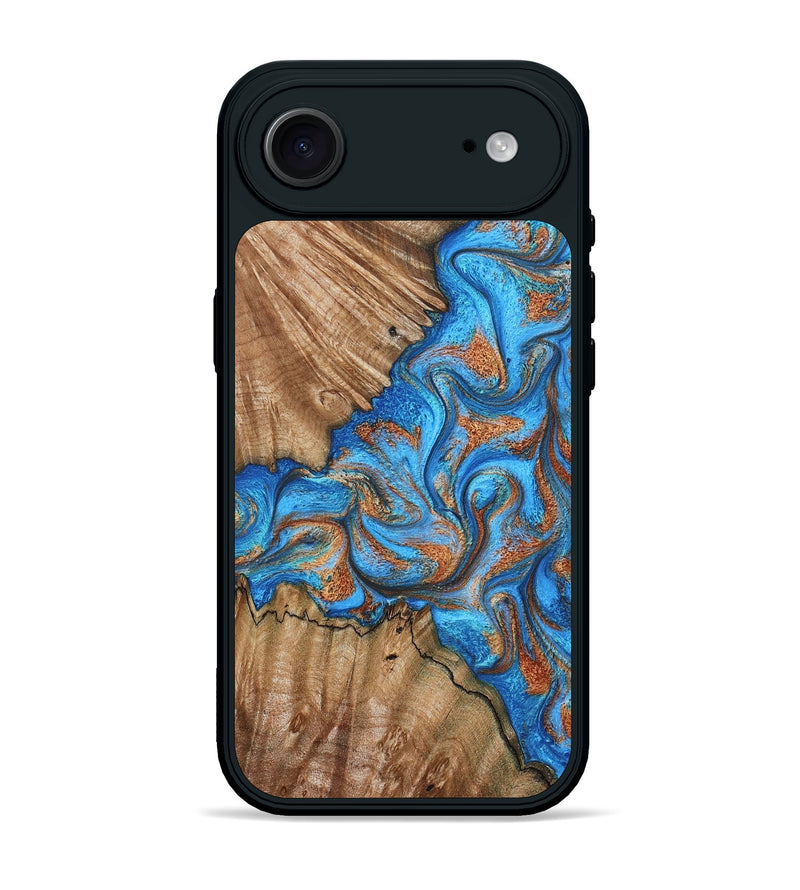 iPhone 17 Air Wood Phone Case - Lutie (Teal & Gold, 802165)