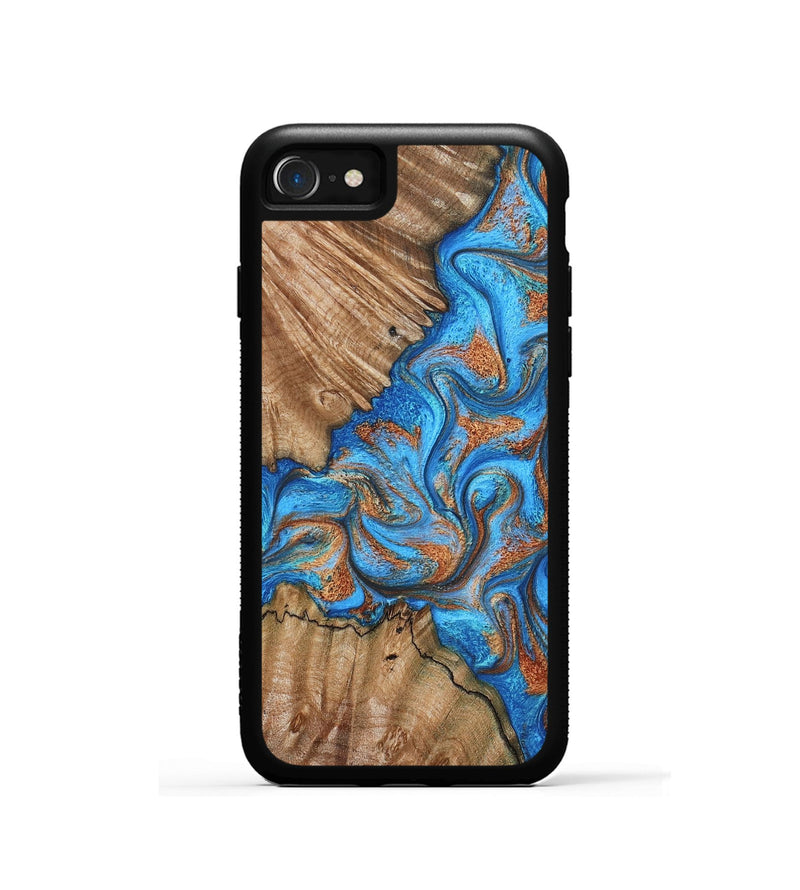 iPhone SE Wood Phone Case - Lutie (Teal & Gold, 802165)