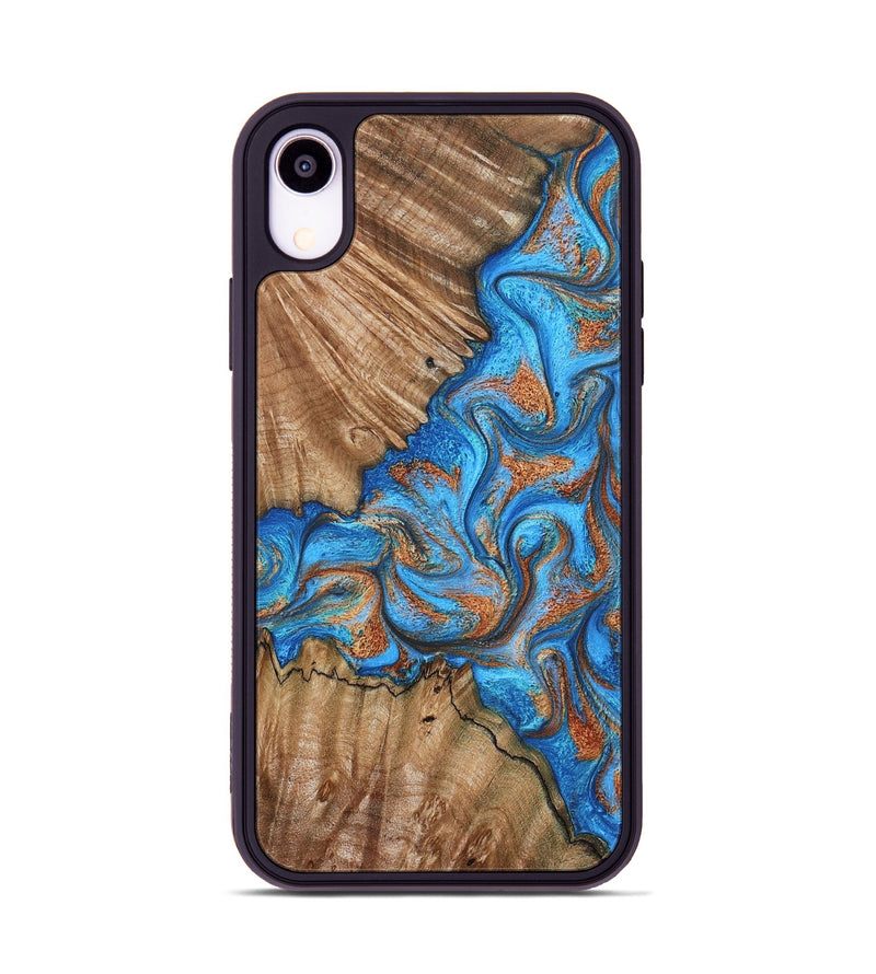 iPhone Xr Wood Phone Case - Lutie (Teal & Gold, 802165)