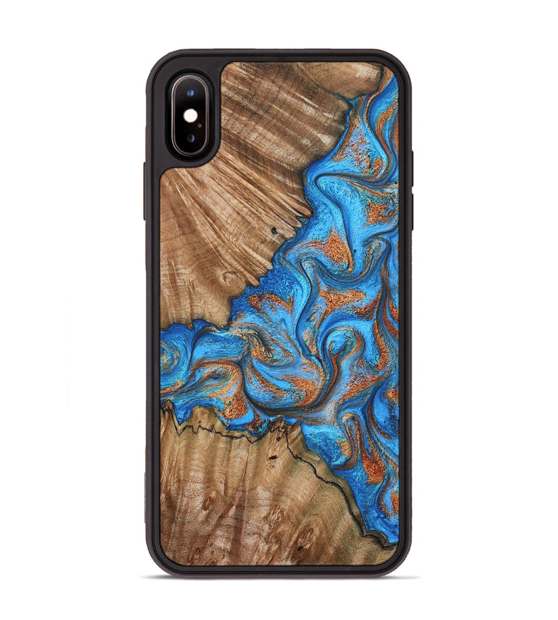 iPhone Xs Max Wood Phone Case - Lutie (Teal & Gold, 802165)