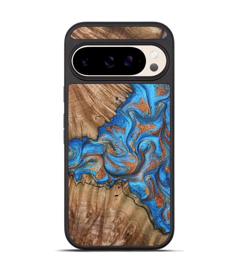 Pixel 10 Wood Phone Case - Lutie (Teal & Gold, 802165)