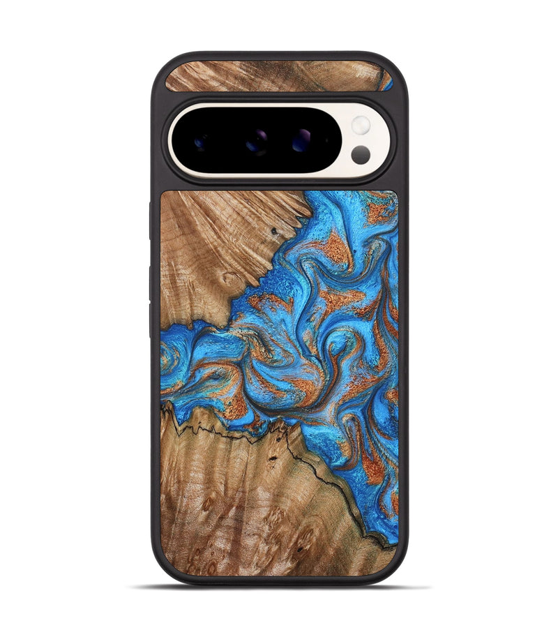 Pixel 9 Pro Wood Phone Case - Lutie (Teal & Gold, 802165)